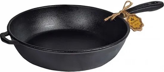 Grillpan gietijzer met opvouwbaar houten handvat, 24x24 cm – Beste