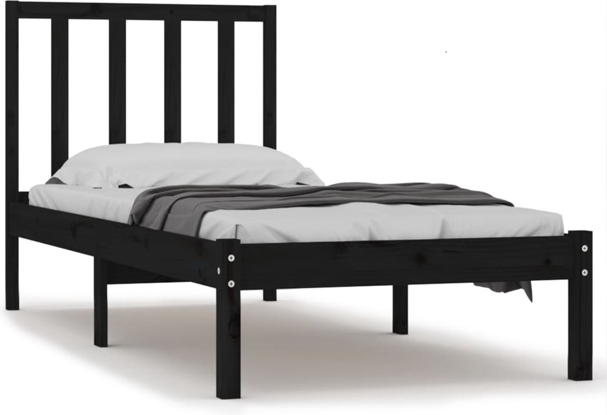 vidaXL-Bedframe-massief-grenenhout-zwart-75x190-cm-2FT6-Small-Single