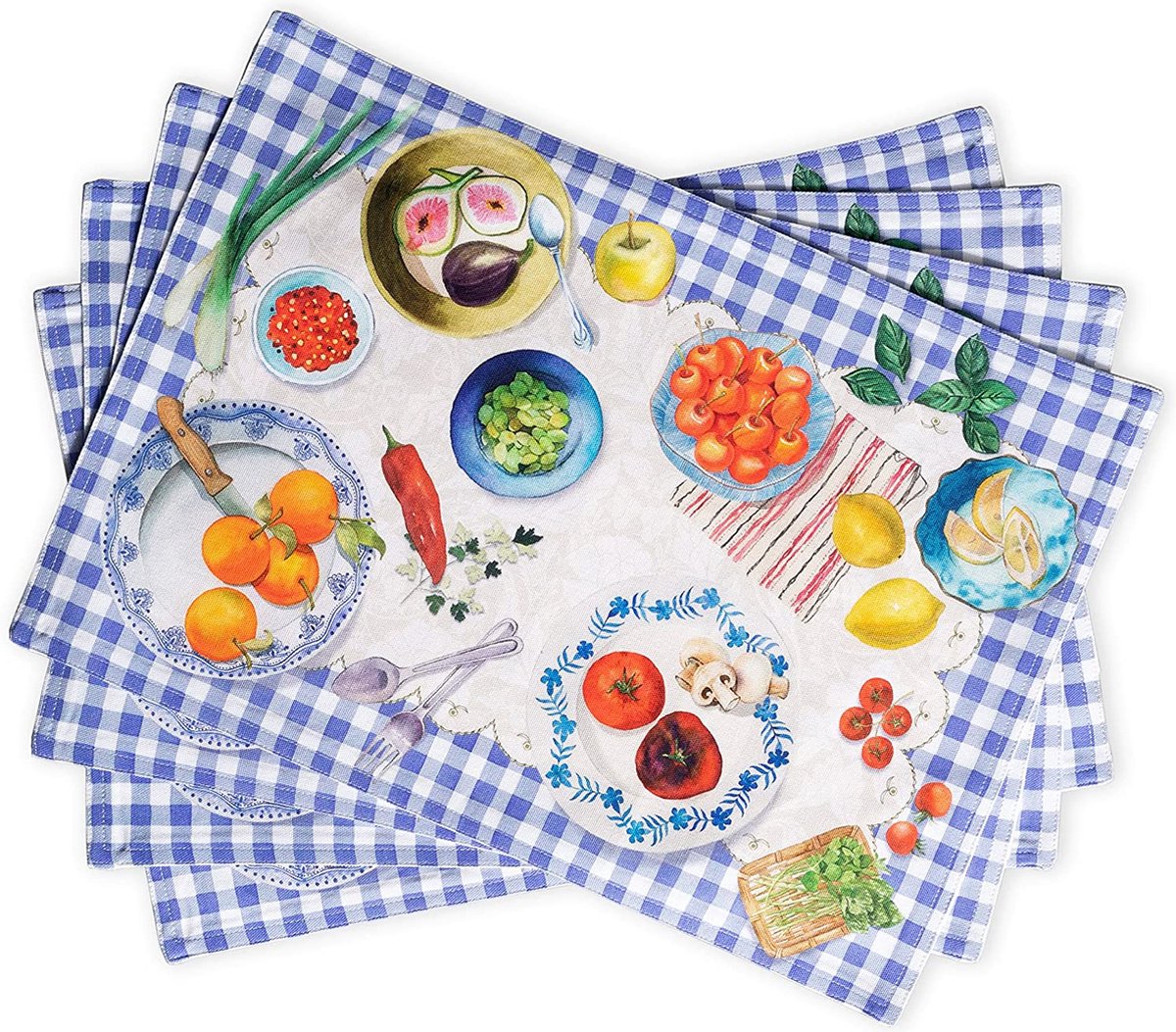 stoffen placemats, 33 cm x 48 cm, 100 katoen, set van 4, decoratieve, wasbare...
