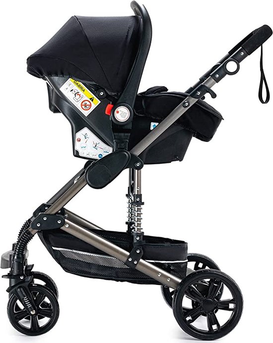luxe Kinderwagen 3 in 1 - Wandelwagen - Kinderwagen 3-in-1 incl autostoel - Kinderwagen maxi cosi – Buggy 3 in 1 - Newborn - Zwart