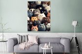 Wanddecoratie Metaal - Aluminium Schilderij Industrieel - Kat - Dieren - Poes - Patroon - Jongen - Meisje - 90x120 cm - Dibond - Foto op aluminium - Industriële muurdecoratie - Voor de woonkamer/slaapkamer