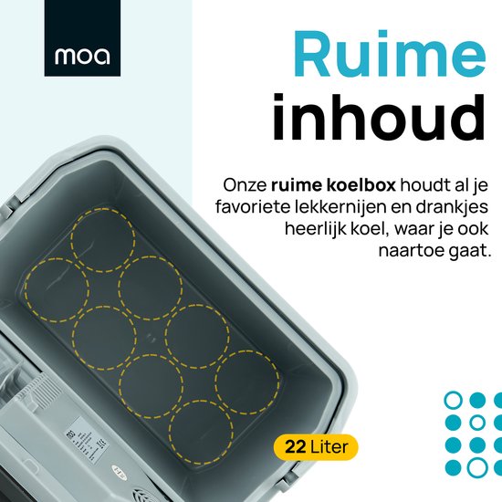 MOA Elektrische Koelbox - Coolbox - Met Verwarmingsfunctie - 12V en 230V - 22 Liter - Grijs -ECW22