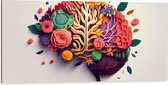 Dibond - Hersenen van Tuinman met Bloemen en Planten - 100x50 cm Foto op Aluminium (Wanddecoratie van metaal)