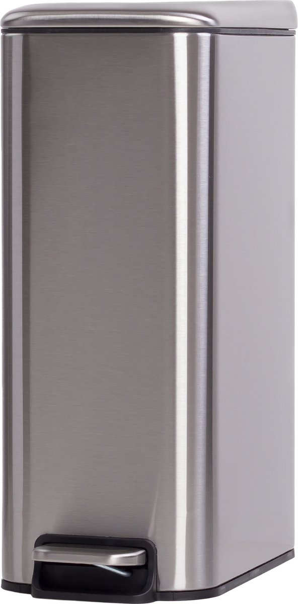 Goedkoopste QUVIO Pedaalemmer - Prullenbak - Afvalbak - Papierbak - Rechthoek - Metaal - 8 L - Zilver