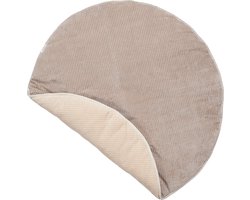 foto van Koeka rond boxkleed Vik - corduroy - taupe/zand - 95cm