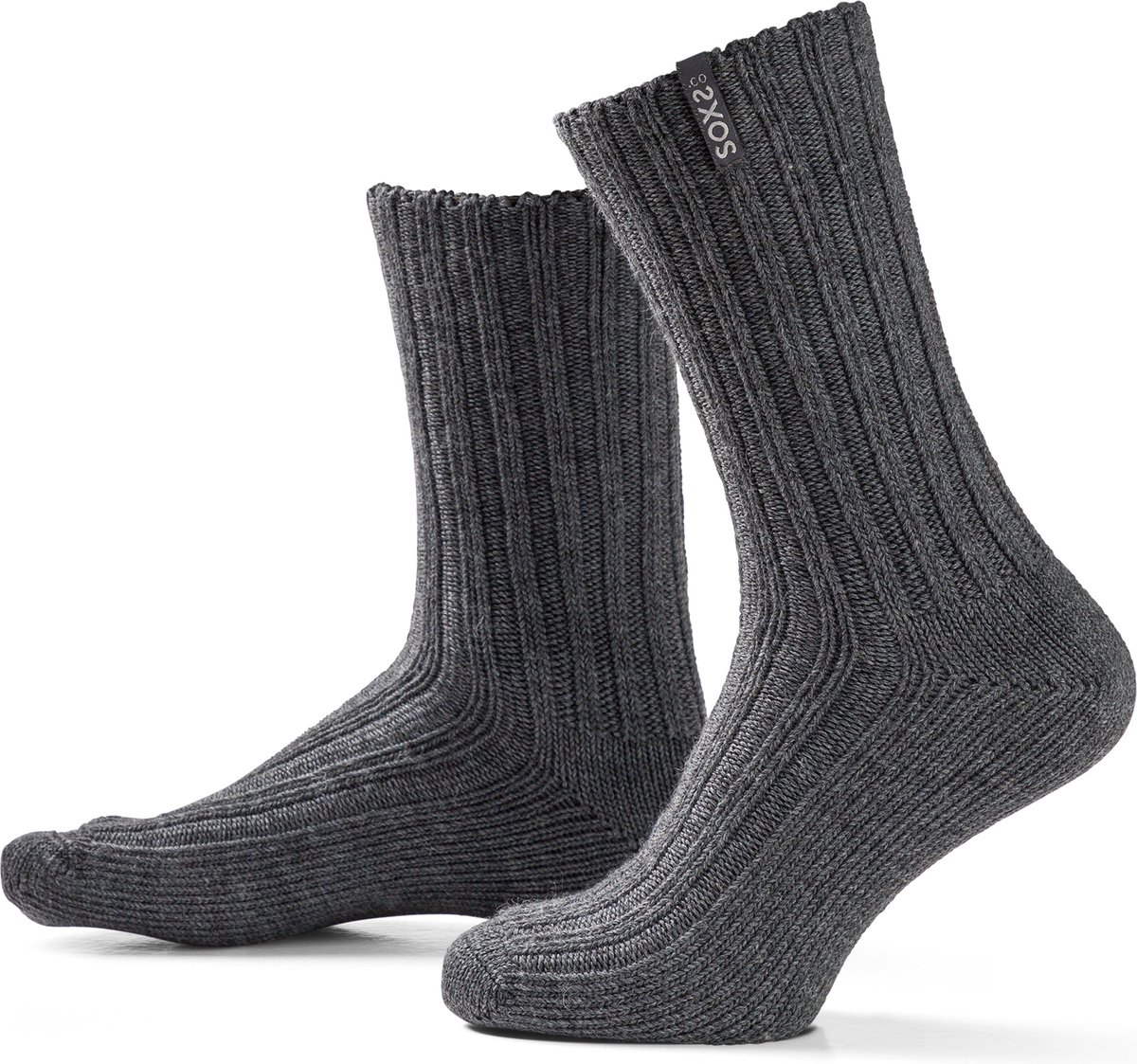 SOXS® Wollen sokken | SOX3533 | Donkergrijs | Kuithoogte | Maat 42-46 | Silver cloud label