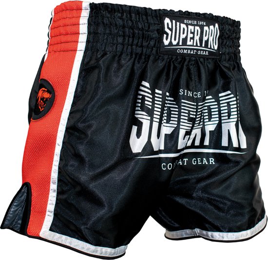 Short de Kickboxing Super Pro Stripes Zwart/ Rouge / Wit - XXS