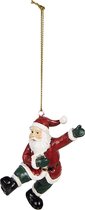 Clayre & Eef Kersthanger Kerstman 8 cm Rood Polyresin Kerstboomversiering