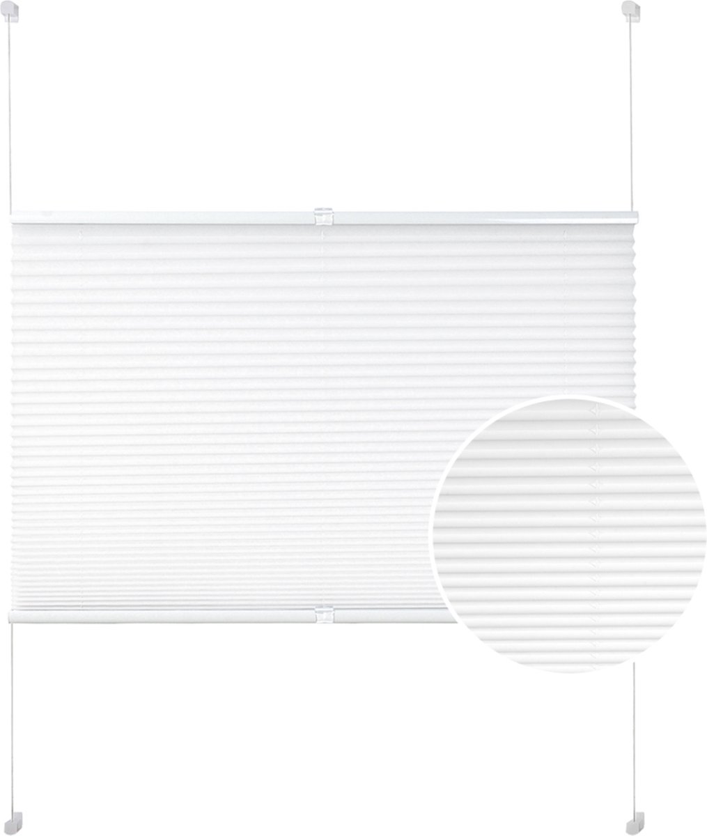 Happyment Luxe Jaloezieën - Rolgordijn Wit - 70x100cm - Isolerend - Zonder boren - Polyester