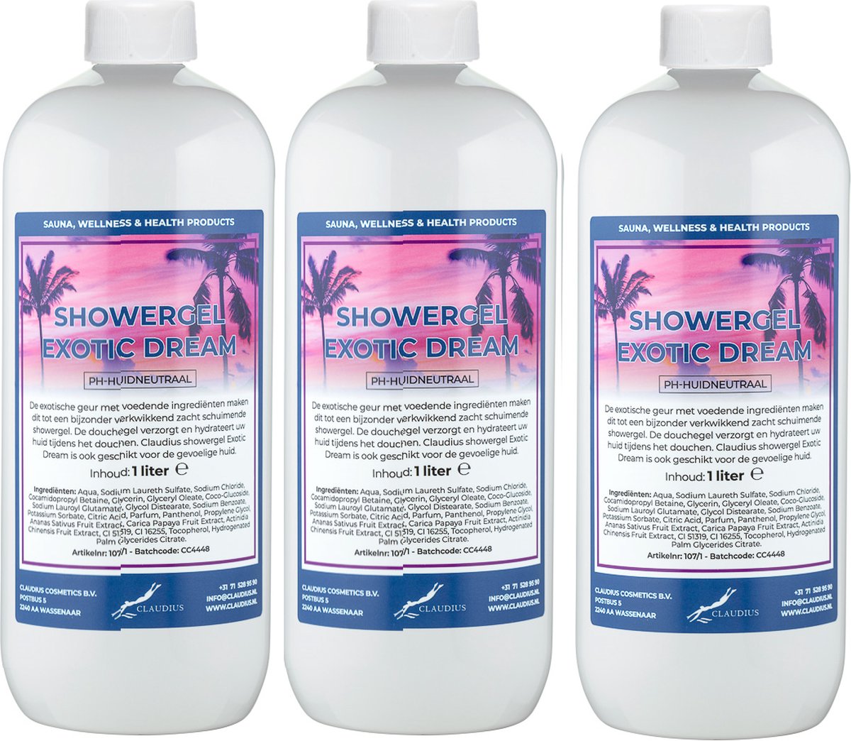 Goedkoopste Claudius Douchegel Exotic Dream 1 liter - set van 3 stuks - Showergel