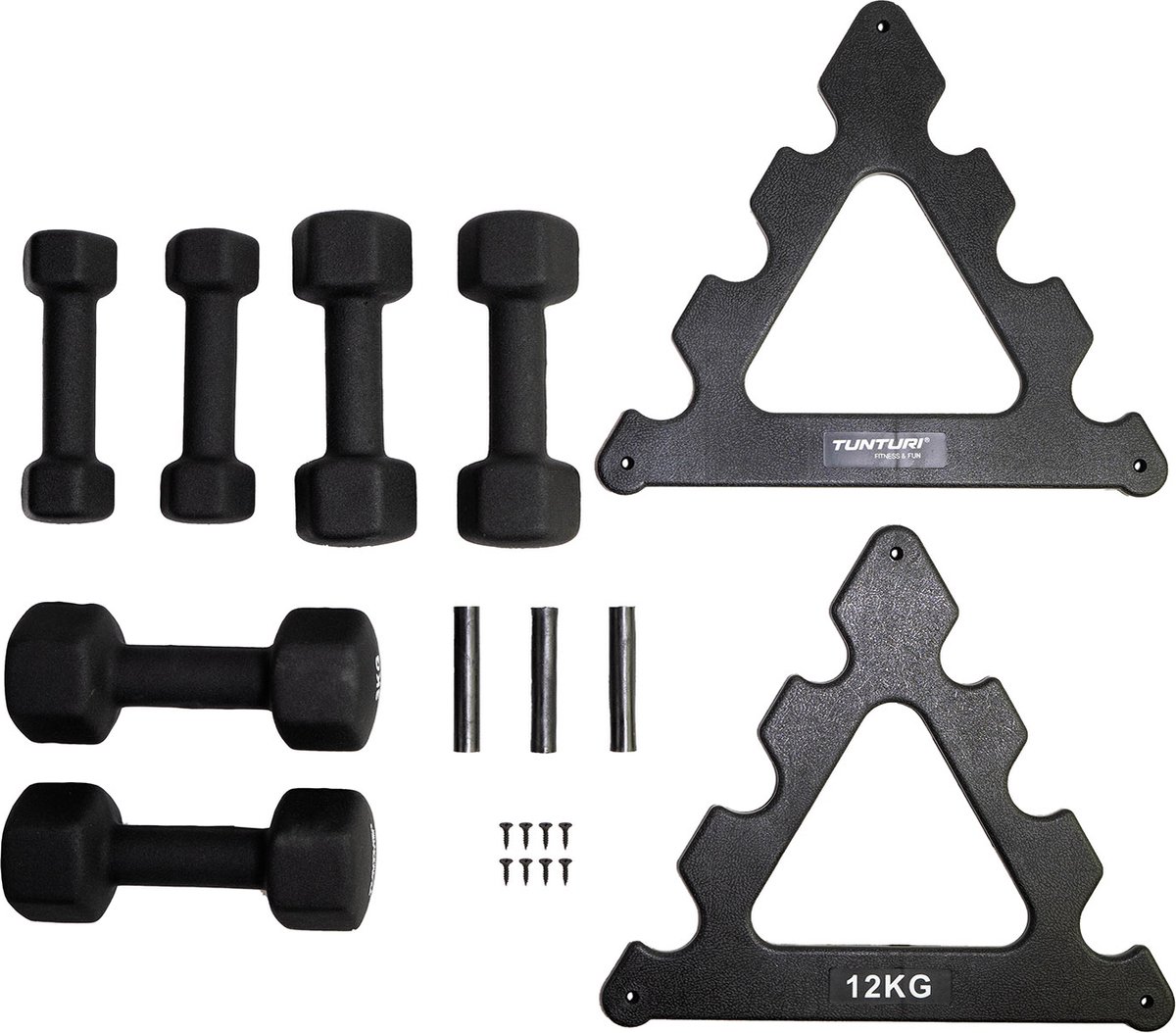 Tunturi Gewichten - Halterset - Dumbbell Set - Neopreen Dummbbells - 1 t/m 3kg - 3 Paar - Incl. gratis fitness app – foto 6