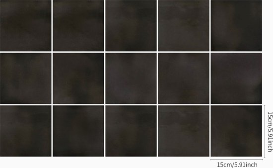 Ulticool Décoration Stickers carrelages - Zwart Grijs Aspect Béton Décoration Aspect Papier Look - 15x15 cm - 15 pièces Adhésif Foil Stickers Carrelage - Adhésif Carrelage Auto Adhésif - Sticktiles - Salle de Bain - Cuisine