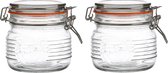 Urban Living Weck pot/pot de conservation - 2x - 500 ml - verre - avec fermeture à clip - D11 x H11 cm
