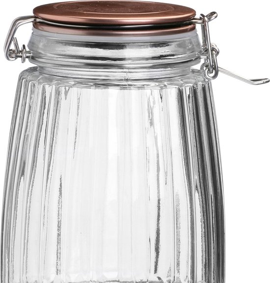 Urban Living Weckpot/pot de conservation - 2x - 1,5L - verre - avec couvercle pivotant - couvercle en cuivre
