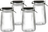 Urban Living Weckpot/inmaakpot - 4x - 1,8L - glas - met beugelsluiting - mat zwarte deksel