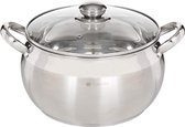 Classic RVS kookpan | pastaatpan met glazen deksel | 20 cm 3,9 liter | vleespan soeppan braadpan | zilver