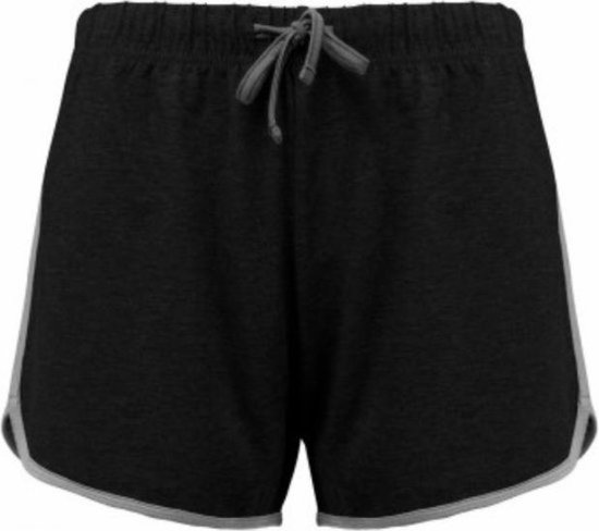 Sportshort dames Proact PA1021,Zwart/Grijs, maat L