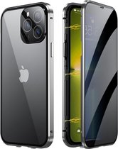 Hoesje Geschikt voor iPhone 7 Plus Hoesje Magnetische Adsorptie Back Case - Hoes Geschikt voor iPhone 7 Plus Hoesje Met Metalen Frame - Zilver.