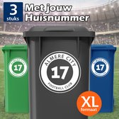 Almere City Container Stickers XL - Voordeelset 3 stuks - Huisnummer - Voetbal Sticker voor Afvalcontainer / Kliko - Klikosticker