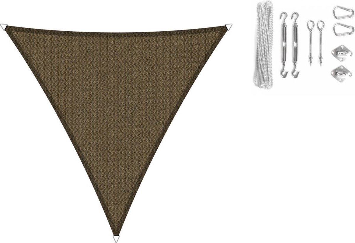 Shadow Comfort driehoek 3,6x3,6x3,6m Japanese Brown met Bevestigingsset