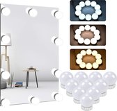 Borvat® | LED Vanity Mirror Lights, Hollywood-stijl verlichte kit met USB-netsnoer, Stick-on make-up spiegellicht, met 10 dimbare lampen voor kaptafel 3 kleuren 10 niveaus helderheid (spiegel niet inbegrepen)