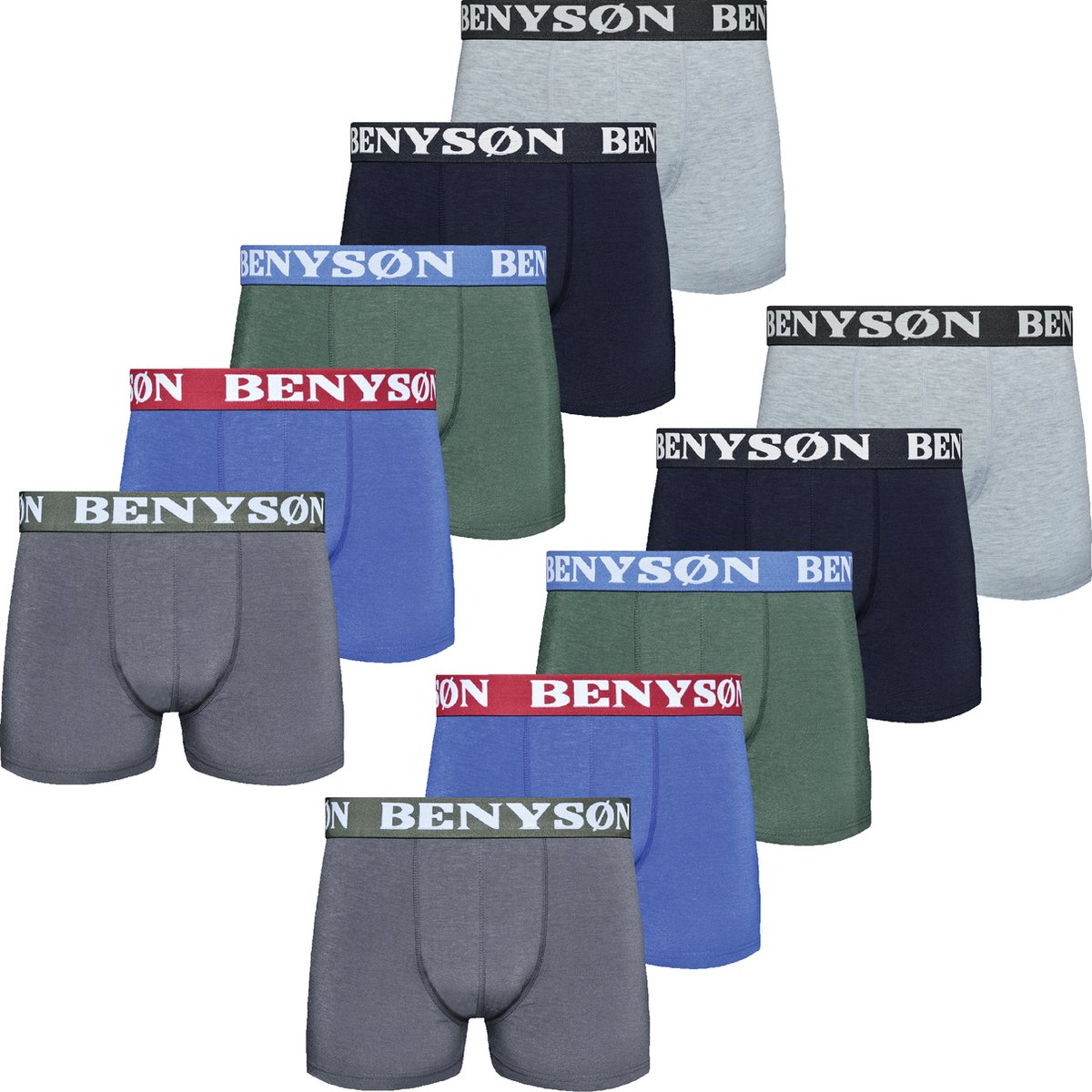 Boxershort Heren | Benyson | 10 Pack | Katoen | Maat L | Mix Kleur | Ondergoed Heren | Onderbroeken Heren |
