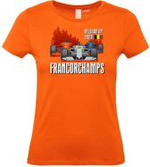 Dames T-shirt Skyline Francorchamps 2023 | Formule 1 fan | Max Verstappen / Red Bull racing supporter | Oranje dames | maat XS