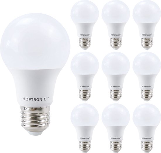 HOFTRONIC - Voordeelverpakking 10X E27 LED Lampen - 10,5 Watt 1055lm - Vervangt 75 Watt - 2700K Warm wit licht - Grote fitting - A60 peertje E27 Lamp