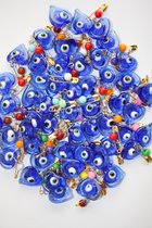 Nevfactory Evil Eye Safety Glass Pins (50 Pieces), Blue Turkish Eye Lucky Charms, Metal - Boze Oog Kralen & Bedel - Nazar Boncugu - Versatile & Stylish Accessory for DIY Crafts, Jewellery Making, and Spiritual Protection