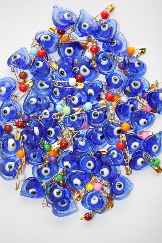 Foto: Nevfactory evil eye safety glass pins 50 pieces blue turkish eye lucky charms metal boze oog kralen bedel nazar boncugu versatile stylish accessory for diy crafts jewellery making and spiritual protection