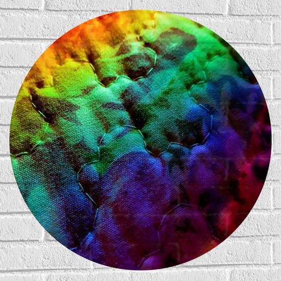 Muursticker Cirkel - Stof - Kleuren - Regenboog - 70x70 cm Foto op Muursticker