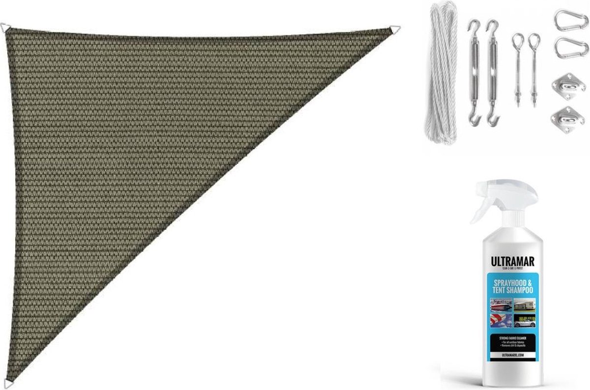 Shadow Comfort 90 graden driehoek 3x3x4,2m Desert Storm met Bevestigingsset