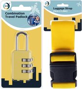 Set de cadenas à bagages/cadenas à combinaison et sangle de valise pour sacs de voyage et valises - jaune - en toute sécurité en voyage