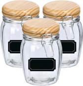 Weckpotten/inmaakpotten - 4x - 820 ml - glas - met beugelsluiting - incl. etiketten