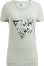 Guess SS RN Flower Triangle Tee Dames T-Shirt - Soft Mint - Maat XL