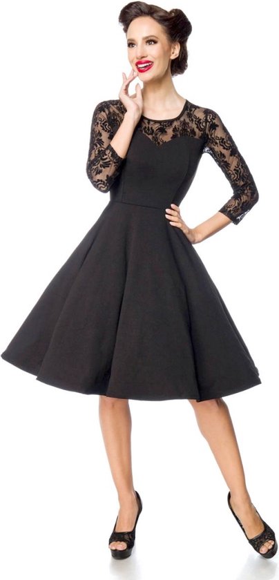 Belsira - Elegant Lace Swing jurk - 2XL - Zwart