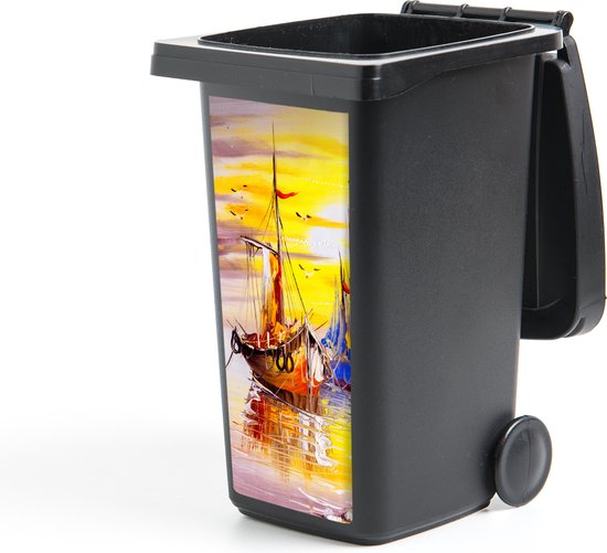 Container sticker Schilderij - Boot - Water - Olieverf - 44x98 cm - Kliko sticker