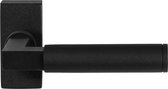 Deurkruk op rozet - Zwart - RVS - GPF bouwbeslag - GPF deurklink op rechthoekige rozet, Kuri, paar, zwart
