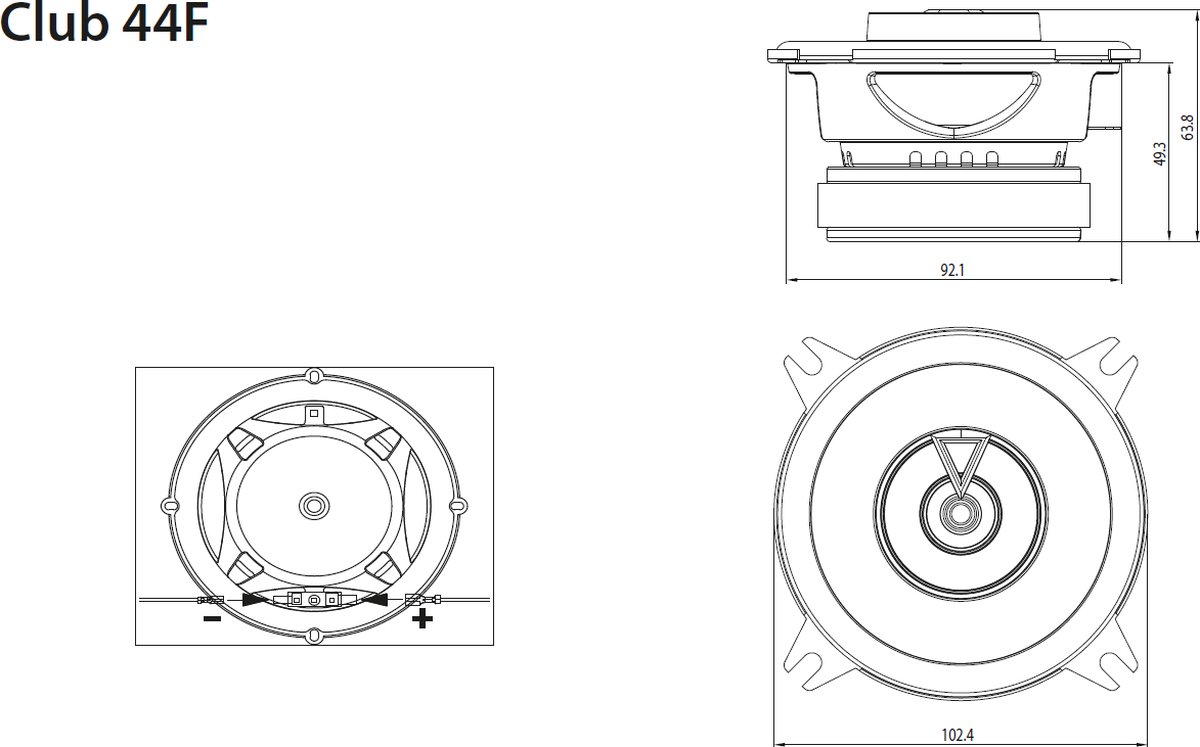 JBL Club 44F - Autospeakers - 4” Inch (100mm) 2-weg Coaxiaal - 105W Piek / 35W RMS - Set van 2 – foto 5