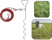 PD® - Spirale d'amarrage avec câble - Piquets d'attache - Kit d'amarrage de camping avec ligne - 4 mètres - Rouge - activités de plein air pour animaux de compagnie