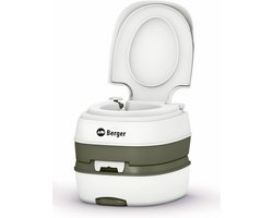 BERGER Campingtoilet Deluxe | Mobiel Toilet | Reis Toilet | Camping Toilet Draagbaar | Voor Camping | Buiten Kampeer Reis Outdoor Toilet | Camper Caravan Toilet | Wit