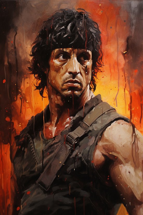 Rambo Poster | Film Poster | Silvester Stallone Poster | Sly Stallone Poster | John Rambo | Woondecoratie | 61x91cm | Geschikt om in te Lijsten