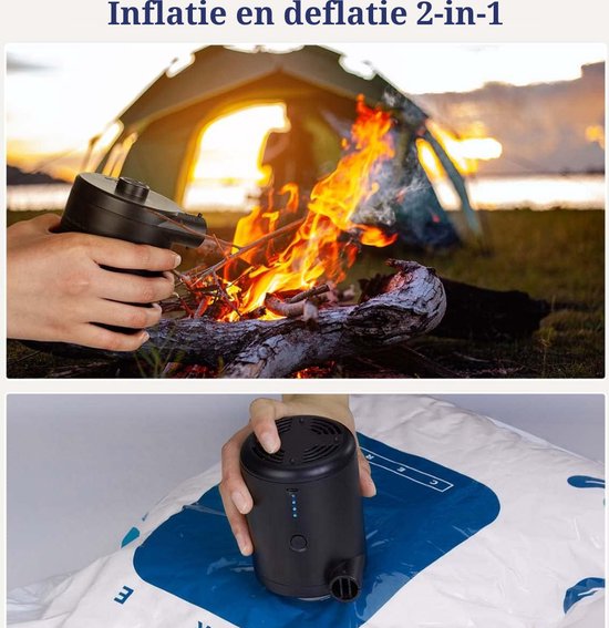 Elektrische Luchtpomp - draagbare accupomp, kleine elektrische compressor, elektrische pomp, mini USB elektrische luchtpomp met 4000 mAh oplaadbaar, voor zwembad, camping, luchtmatras, zwemring, opblaasbare boot — afbeelding 2