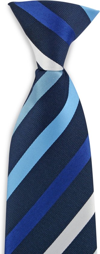 Cravate de sécurité à rayures bleues - polyester tissé Microfill - bleu marine / diverses nuances de bleu / blanc