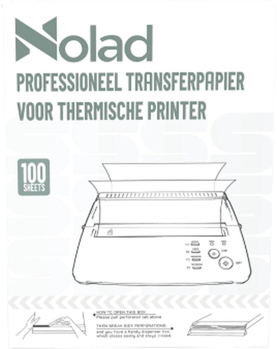 Nolad® Professioneel transferpapier voor thermische printer - Carbonpapier - Overtrekpapier - Thermisch printpapier - 100 sheets