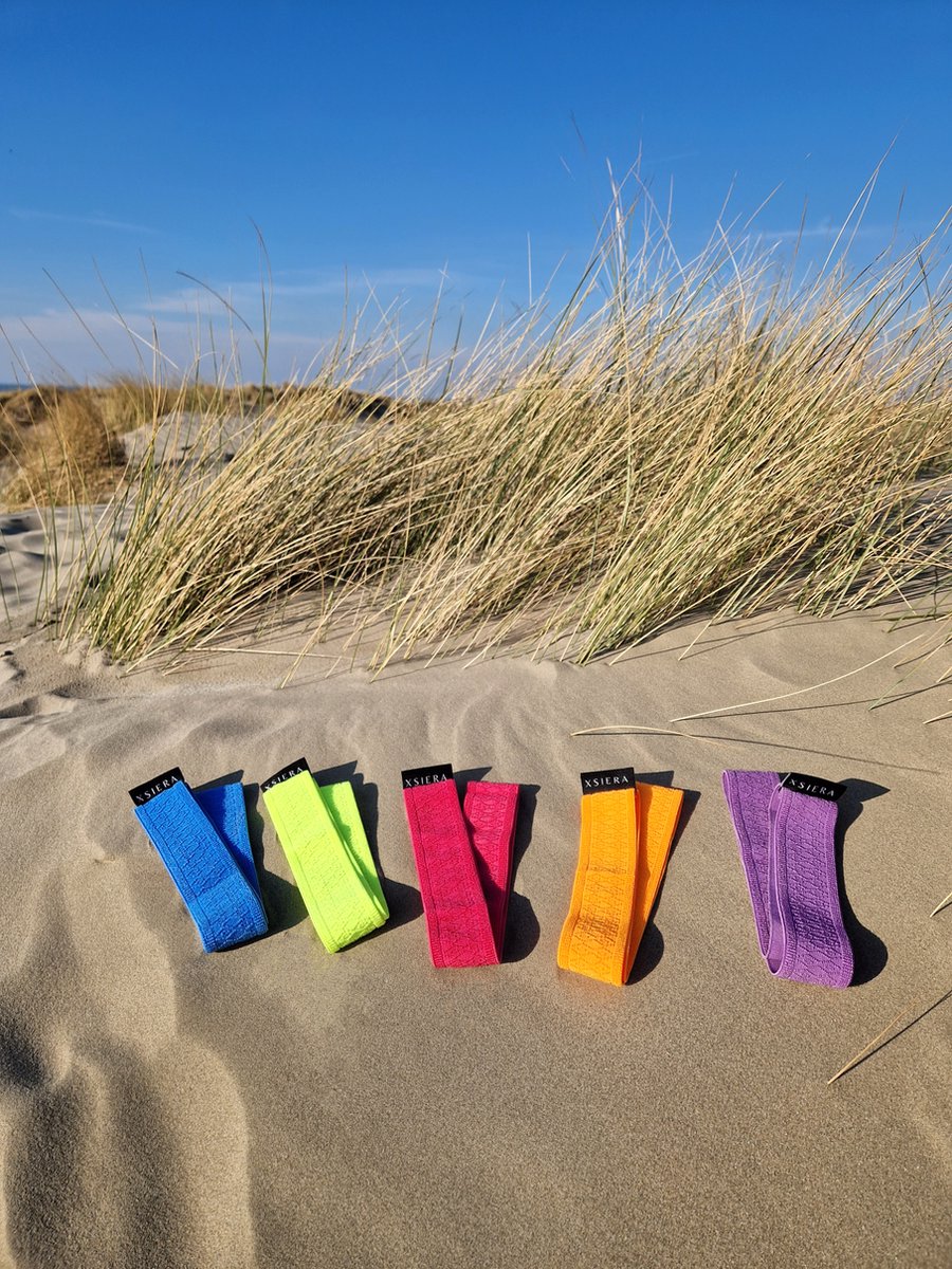 XSIERA - Handdoek elastiek - Fuchsia strandbed elastiek - Elastische band strandlaken - Strandknijpers - Strand knijper - Towelband - Towelstrap