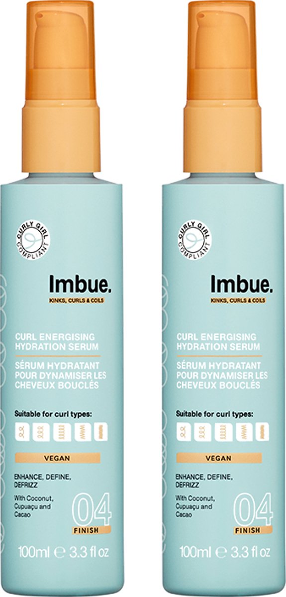 IMBUE Curl Energising Hydration Serum Voordeelverpakking - Haarserum Voor Krullend Haar & Coils - Vegan, Siliconen- & Sulfaatvrij - 2 x 100ml