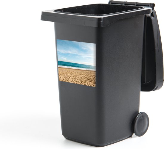 Container sticker Tropische stranden - Voetafdrukken in het zand bij een tropisch strand Klikosticker - 40x40 cm - kliko sticker - weerbestendige containersticker