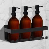 Joeji's Kitchen - Étagère de douche - Panier Caddy - Acier inoxydable - Adhésif 3M sans perçage - Étagère de montage mural - Organisateur de rangement Shampooing et gel douche - Zwart