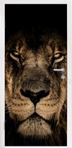 Deursticker Leeuw - Dieren - Zwart - Portret - 80x205 cm - Deurposter